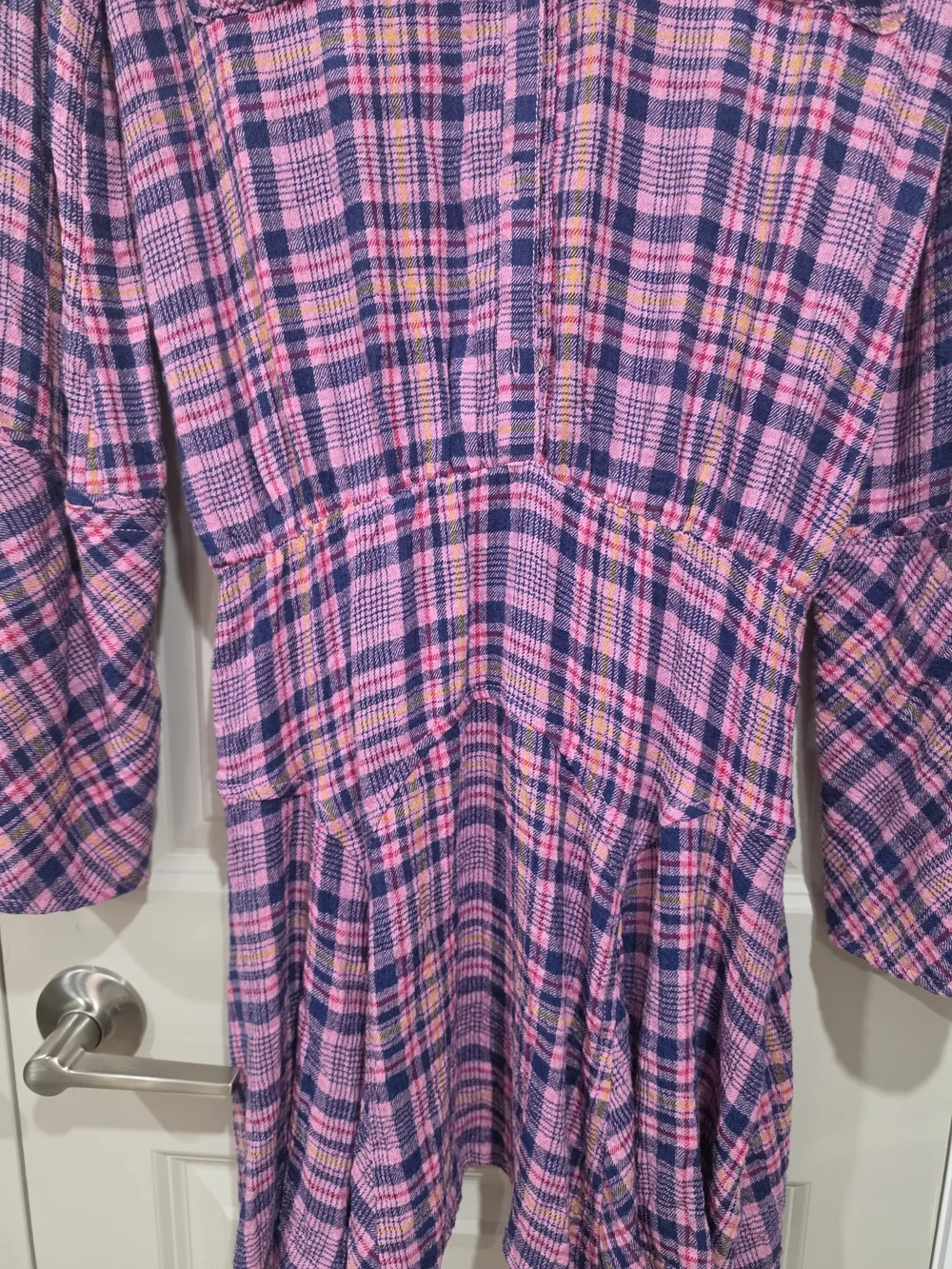 Free People Milo Plaid Button Down Mini Dress XS NWOT